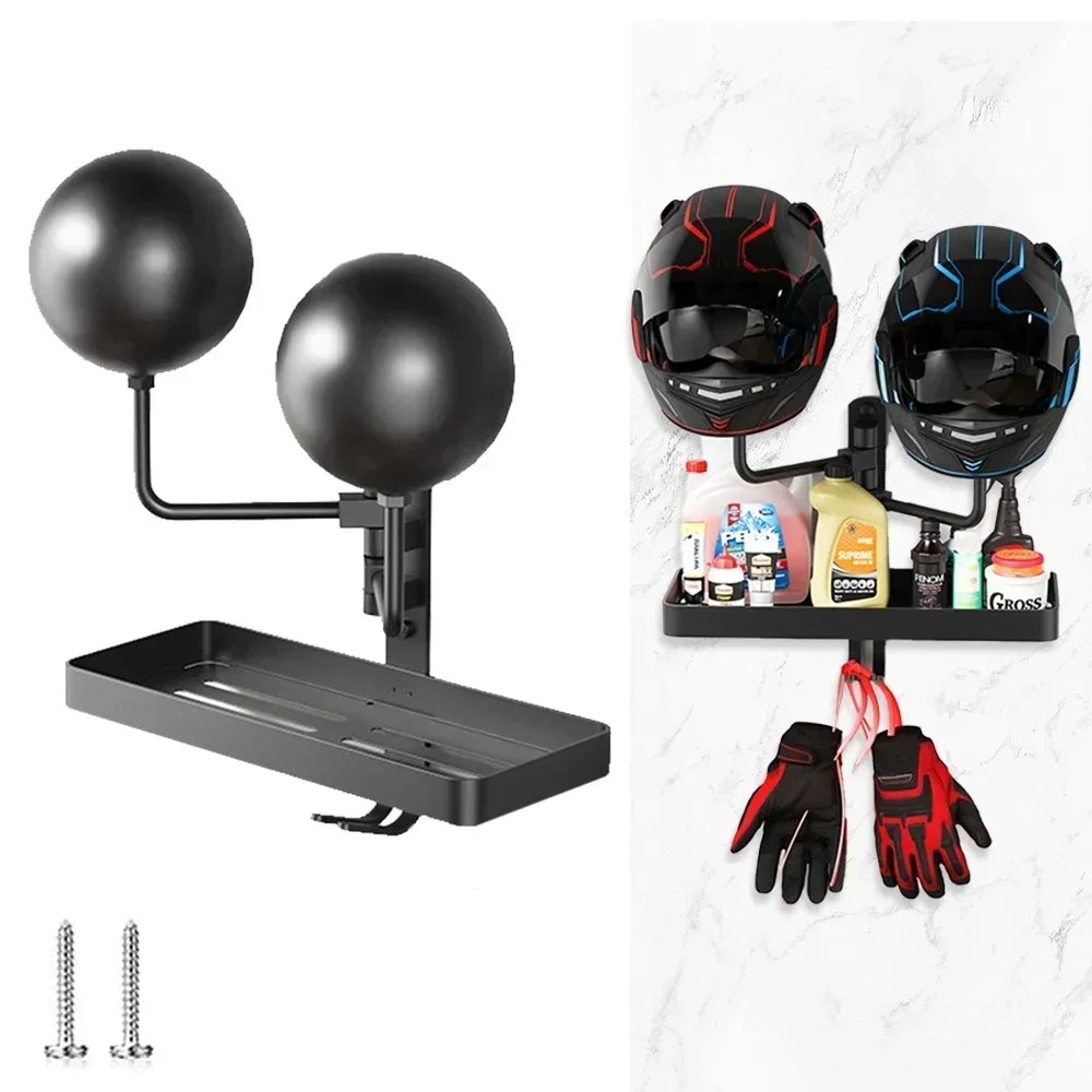 Space Aluminum Motorcycle Helmet Wall Holder – 180° Rotating Ball Display Mount