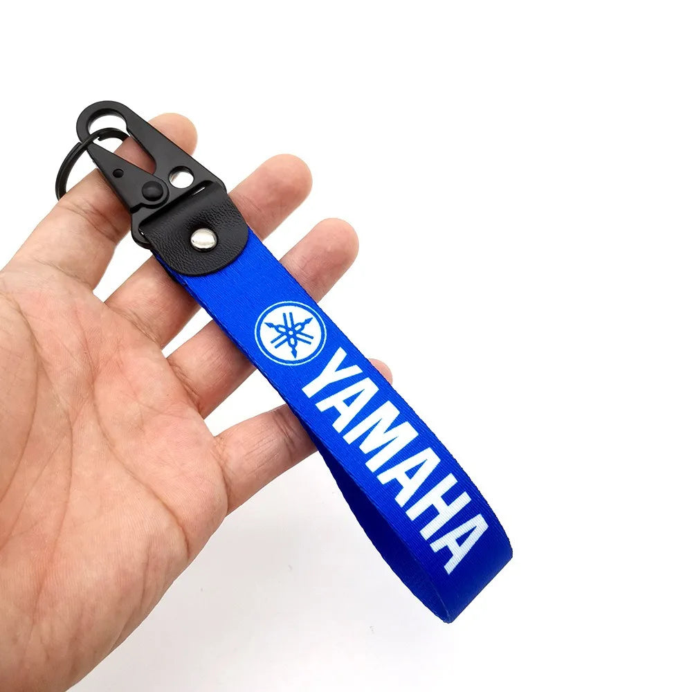 Motorcycle Leather Lanyard Keychain – Metal Carabiner Moto Key Strap