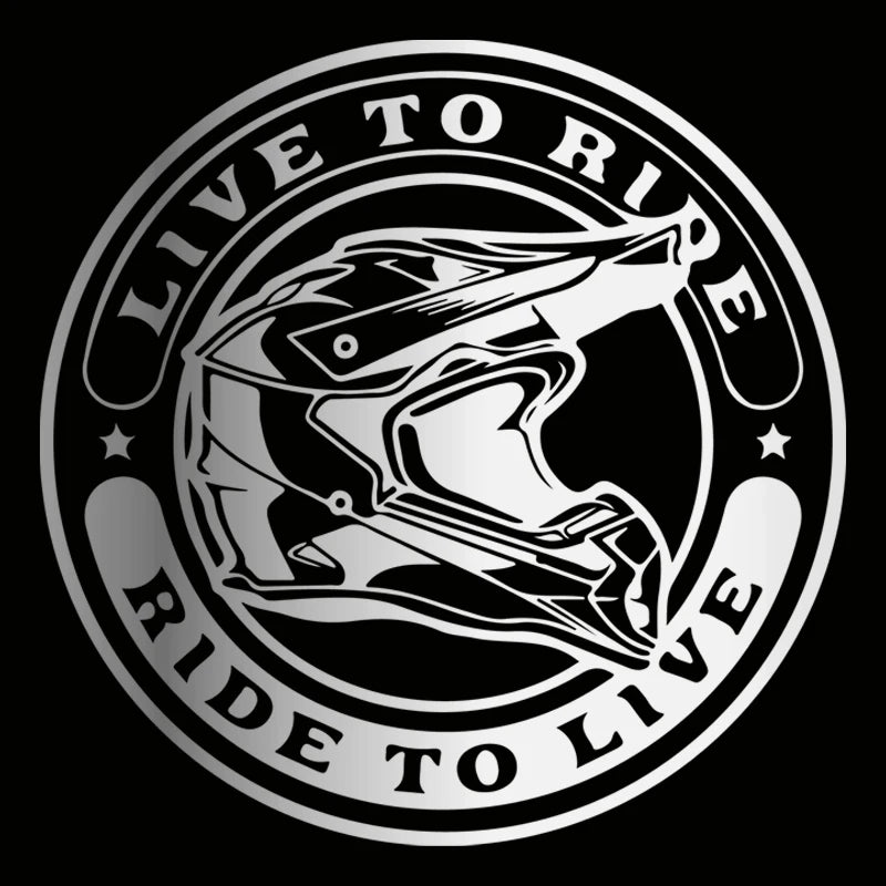 Live to Ride Motorcycle Vinyl Decal Sticker – 14.2 cm Round | 15 Finishes