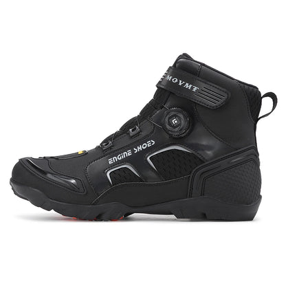 Men's Leather Motorcycle Ankle Boots – Breathable Anti-Slip Windproof Riding Shoes