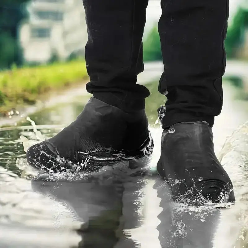 Waterproof Latex Shoe Covers – Anti-Slip, Reusable Rain Boot Covers | Black