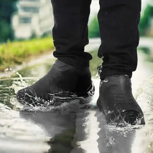 Waterproof Latex Shoe Covers – Anti-Slip, Reusable Rain Boot Covers | Black