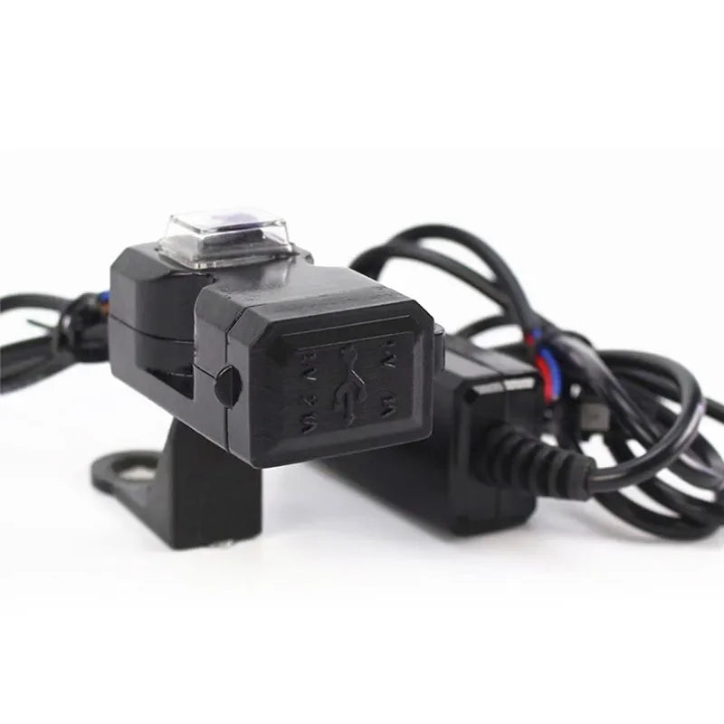 Dual USB Motorcycle Charger – Waterproof Handlebar & Mirror Mount, 12V-24V