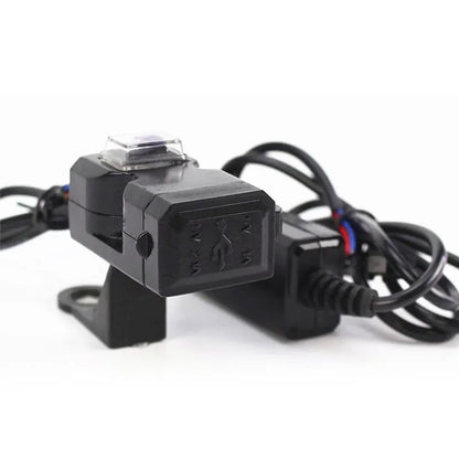 Dual USB Motorcycle Charger – Waterproof Handlebar & Mirror Mount, 12V-24V