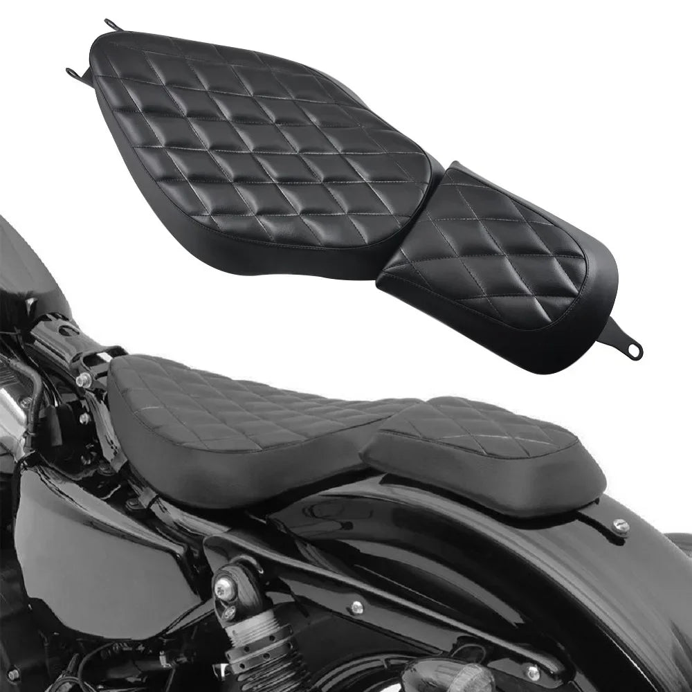 Two-Up Motorcycle Seat Set – Driver & Passenger Cushion Pillion Pad