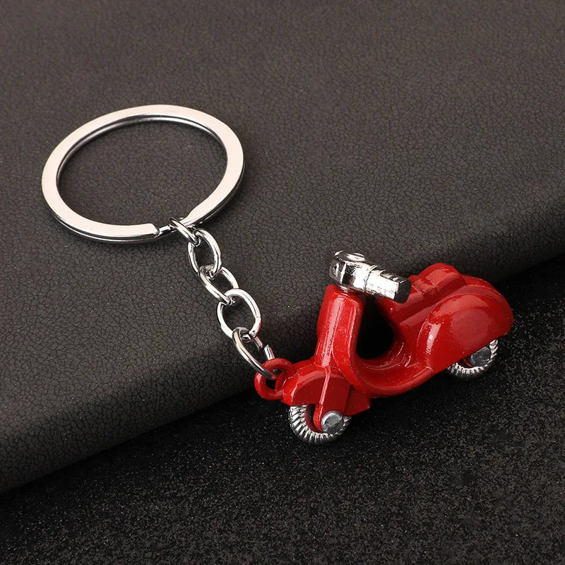 Mini Scooter Keychain – Vintage 3D Metal Moped Key Ring