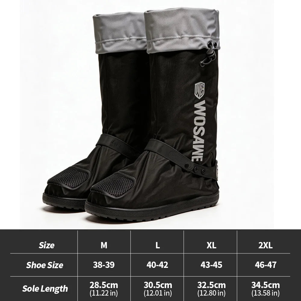 Waterproof Rain Shoe Covers — High-Calf, Reflective, Anti-Slip