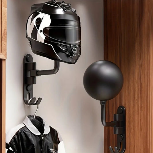 Wall-Mounted Motorcycle Helmet Holder – 180° Rotatable Hook