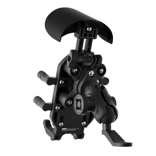 Motorcycle Phone Mount with Sunshade & Anti-Theft Lock – 360° GPS Navigation Holder
