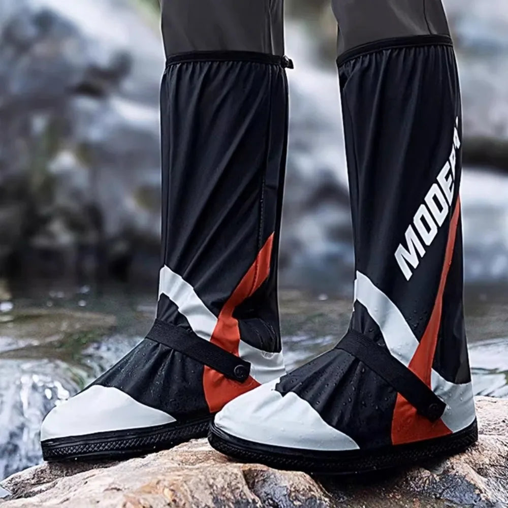 High-Tube Waterproof Motorcycle Shoe Covers – Double Layer Non-Slip Rain Boot Covers