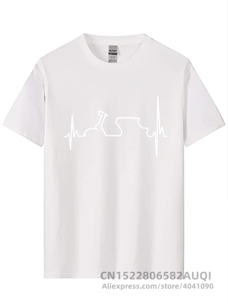 Women's Funny Motorcycle Heartbeat Graphic T-Shirt XS–XXXL
