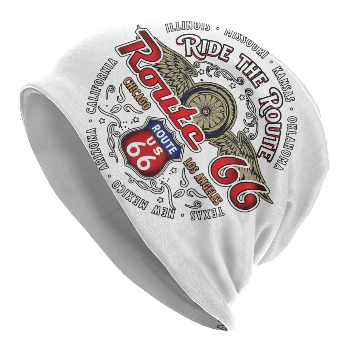 Route 66 Motorcycle Beanie Hat – Knitted Skull Cap for Riders