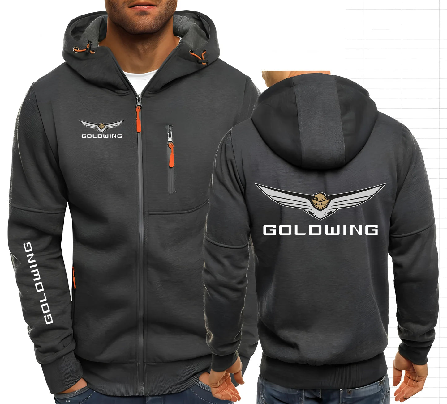 Moto Biker Fleece Zip Hoodie – Hand-Painted Print Slim Fit S–4XL