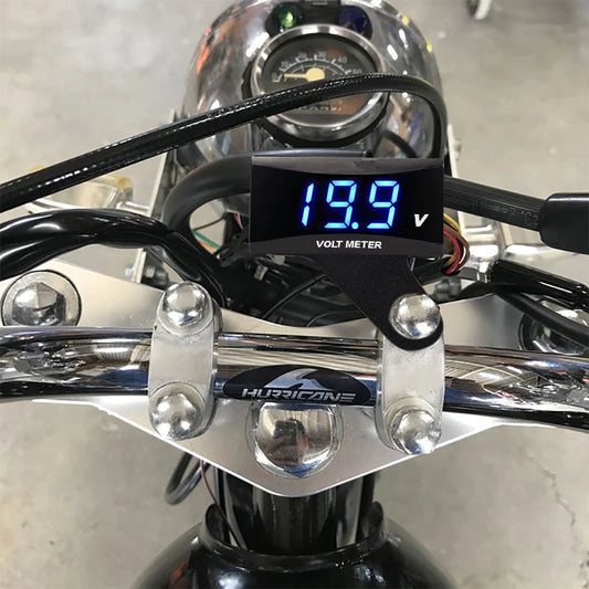 Mini LED Motorcycle Voltmeter with Bracket – DC 12V–100V Digital Display