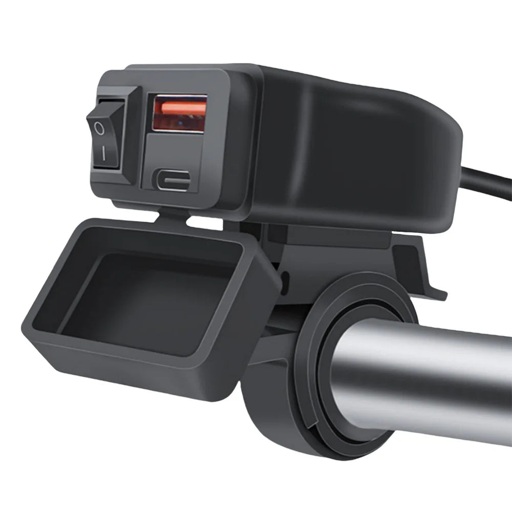 Motorcycle USB Fast Charger – Waterproof Type-C Port with ON/OFF Switch