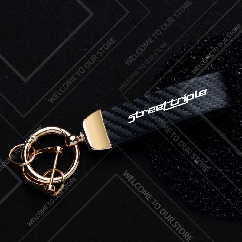 Motorcycle Logo Keychain – Zinc Alloy & PU Leather Rider Key Ring