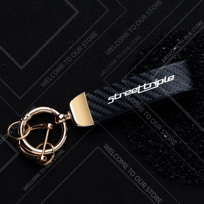 Motorcycle Logo Keychain – Zinc Alloy & PU Leather Rider Key Ring