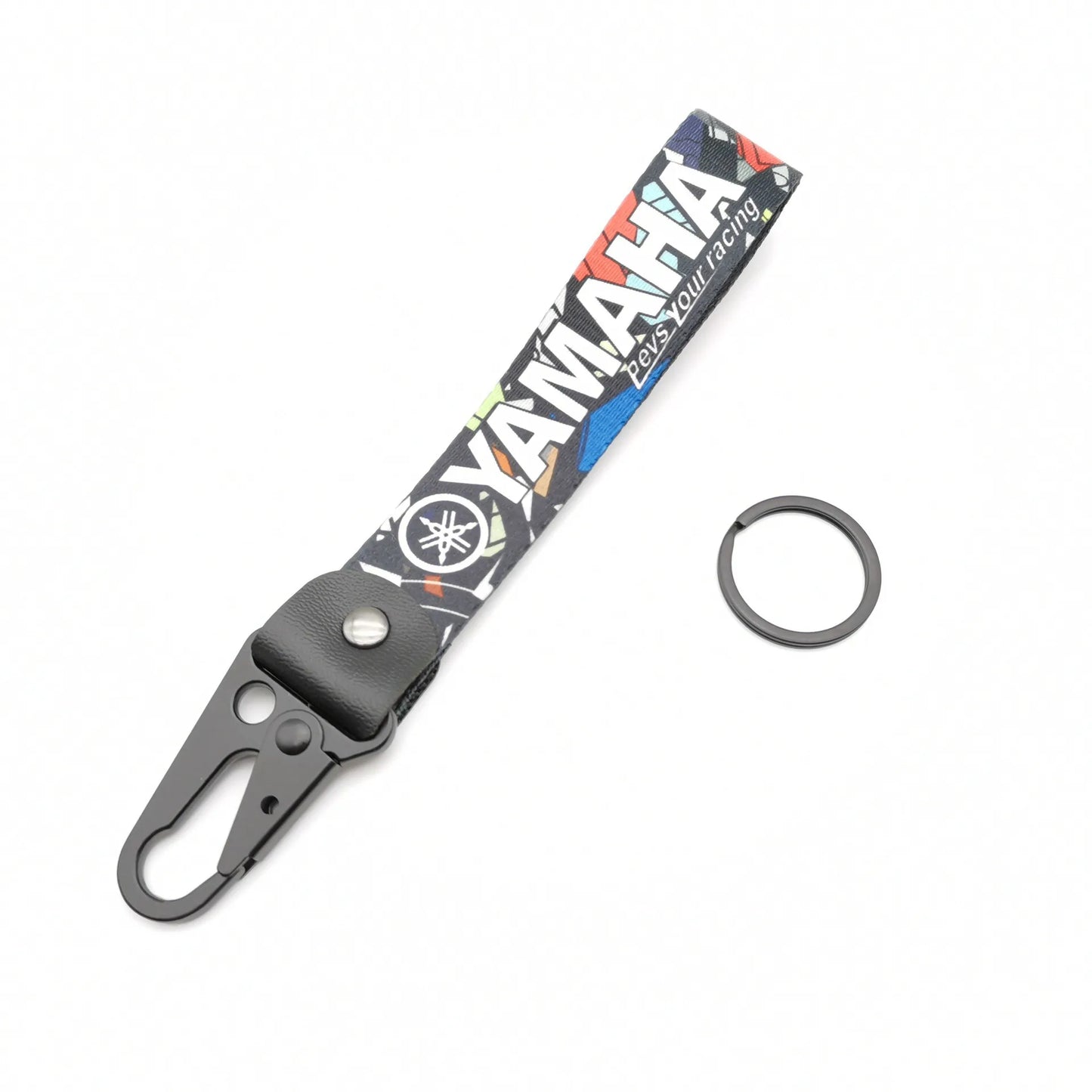 Motorcycle Leather Lanyard Keychain – Metal Carabiner Moto Key Strap