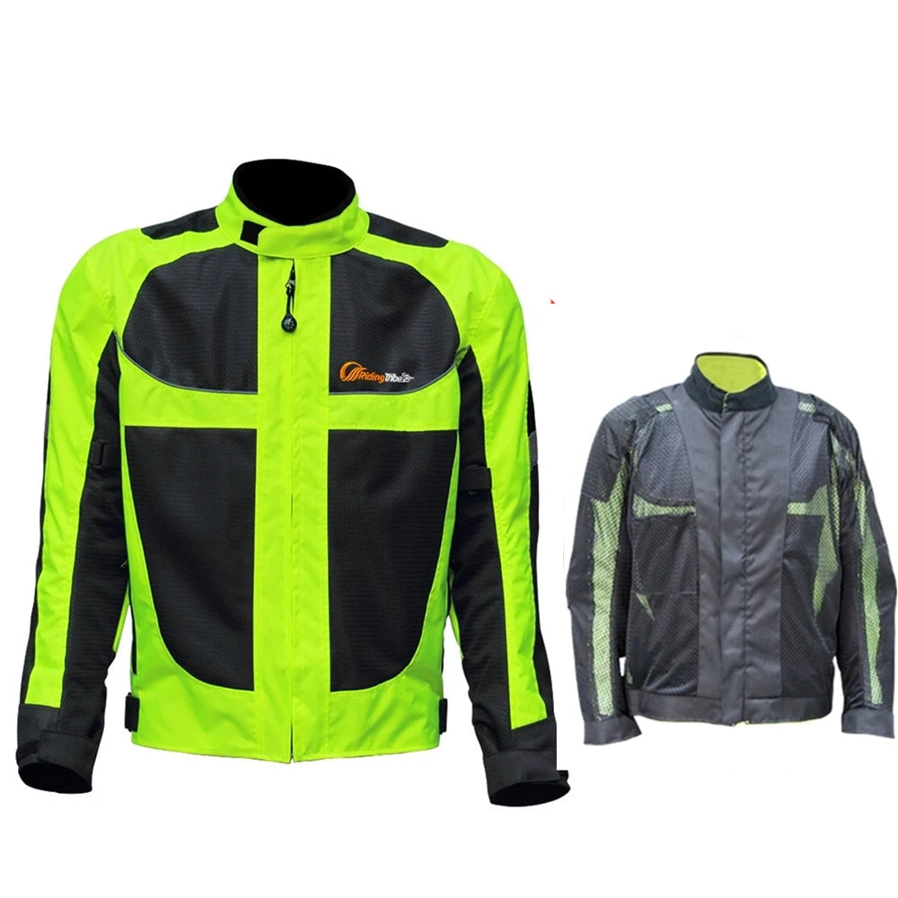 Summer Breathable Motorcycle Jacket – High-Vis Reflective | 5 EVA Pads | M–5XL