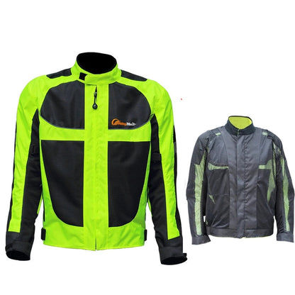 Summer Breathable Motorcycle Jacket – High-Vis Reflective | 5 EVA Pads | M–5XL