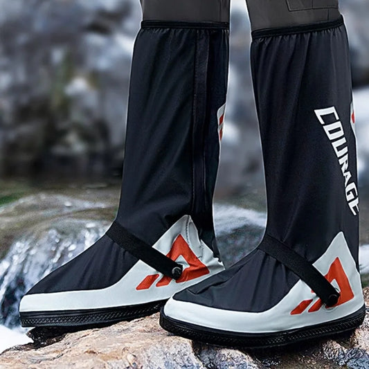 High-Tube Waterproof Motorcycle Shoe Covers – Double Layer Non-Slip Rain Boot Covers