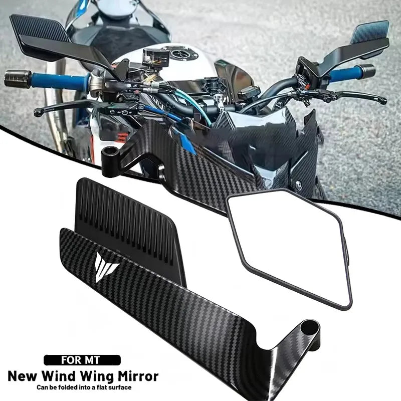 CNCアルミ製バイク用バックミラー — M8＆M10ねじ | 調整可能 | カーボン＆ブラック