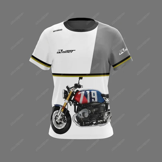 Men’s Retro Cafe Racer Motorcycle T-Shirt – Quick-Dry Riding Jersey