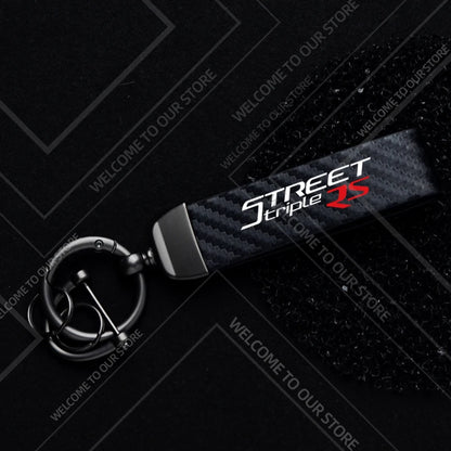Motorcycle Logo Keychain – Zinc Alloy & PU Leather Rider Key Ring