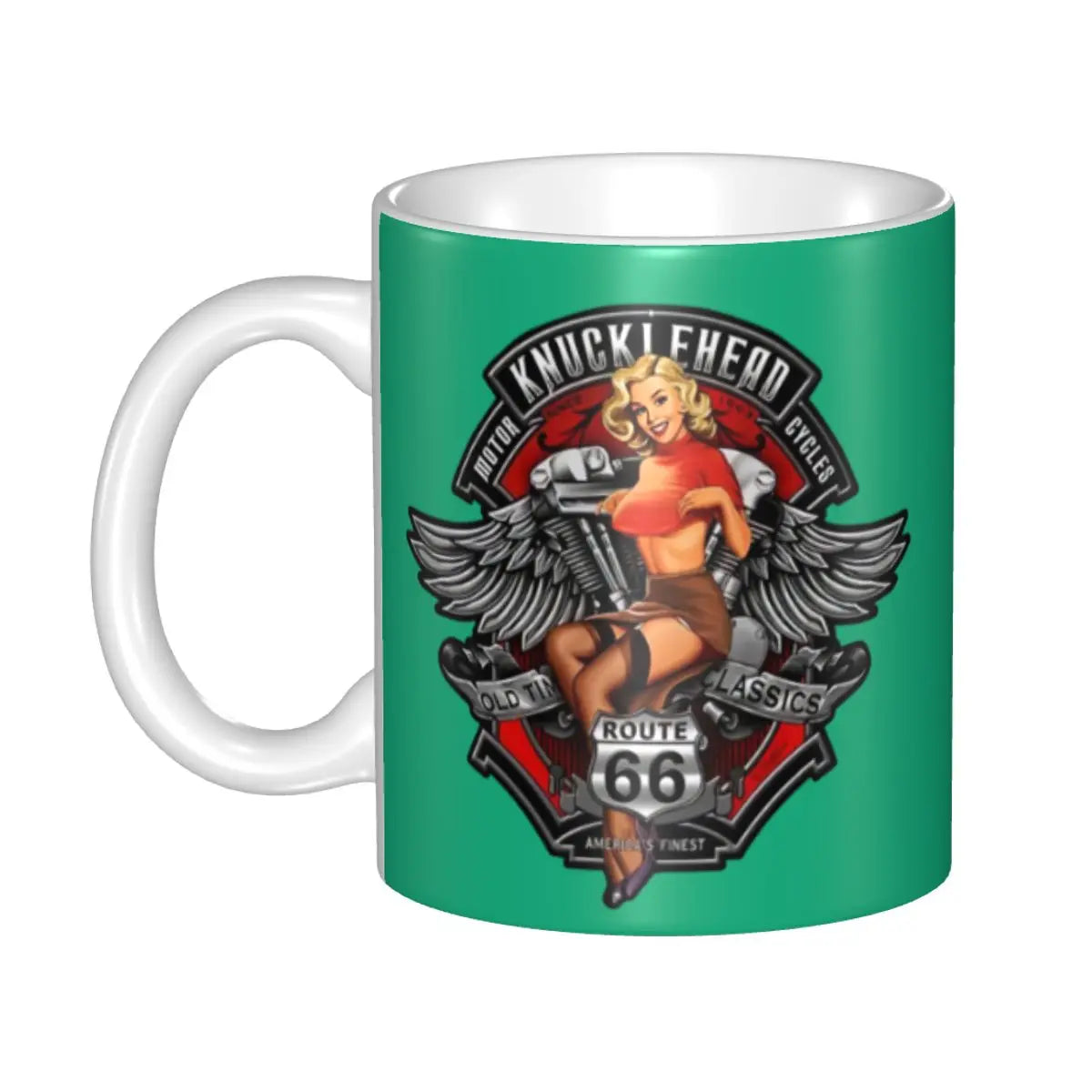 Route 66 Biker Mug – Vintage Motorcycle Ceramic Coffee Cup