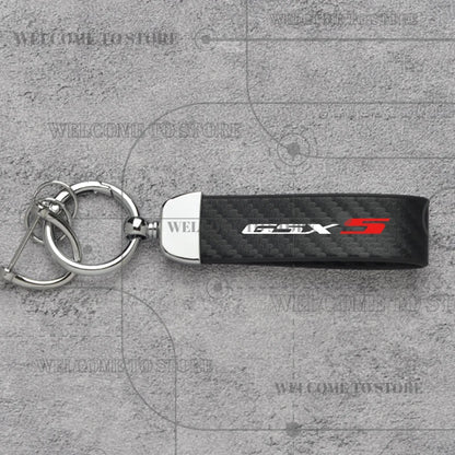 Carbon Fiber Leather Motorcycle Keychain – GSX-R GSX-S Key Ring