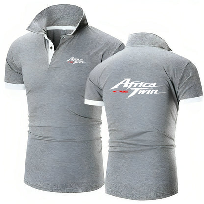 Men's Motorcycle Graphic Short Sleeve Polo Shirt