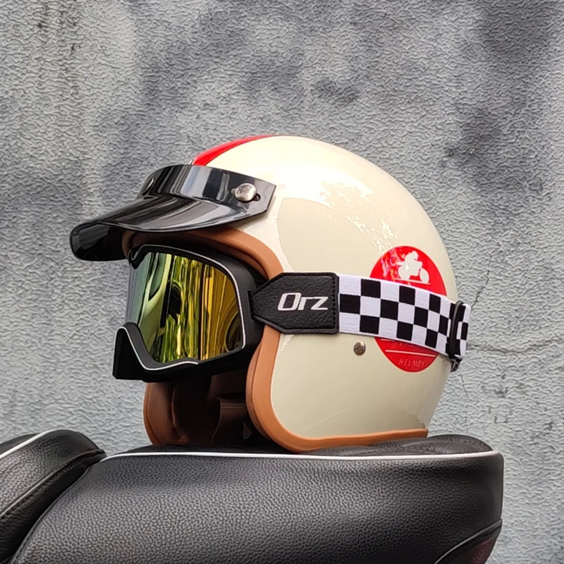 Retro 3/4 Open Face Motorcycle Helmet – DOT Certified | Unisex