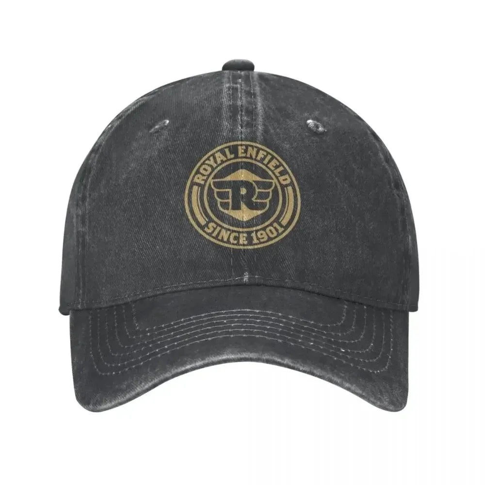 Vintage Motorcycle Heritage Badge Baseball Cap – Distressed Washed Unisex Hat