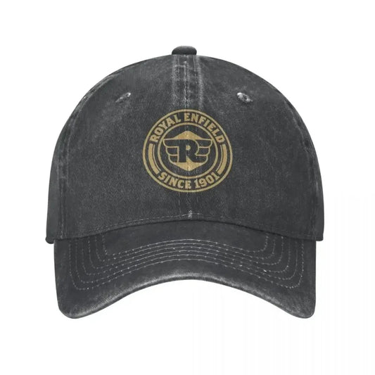 Vintage Motorcycle Heritage Badge Baseball Cap – Distressed Washed Unisex Hat