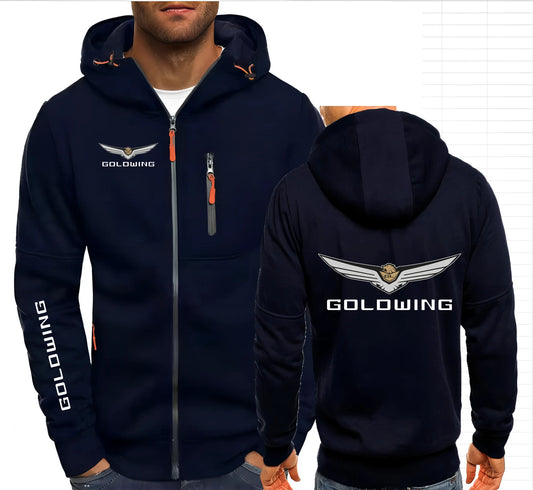 Moto Biker Fleece Zip Hoodie – Hand-Painted Print Slim Fit S–4XL
