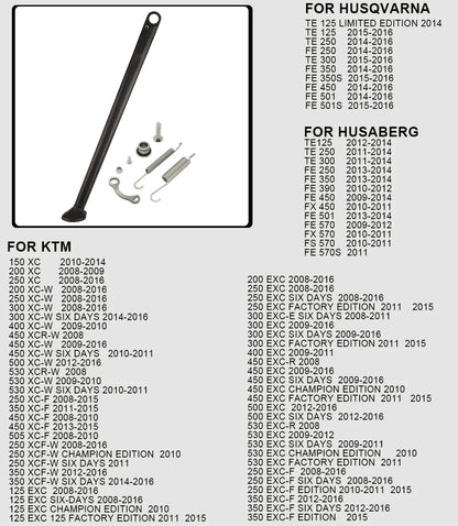 CNC Aluminum Enduro Kickstand with Spring Kit – XC / EXC / XCW | 2 Styles, 4 Colors