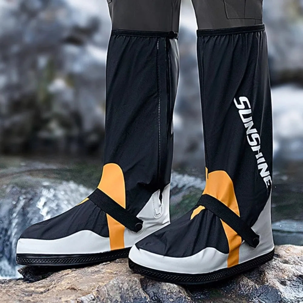 High-Tube Waterproof Motorcycle Shoe Covers – Double Layer Non-Slip Rain Boot Covers