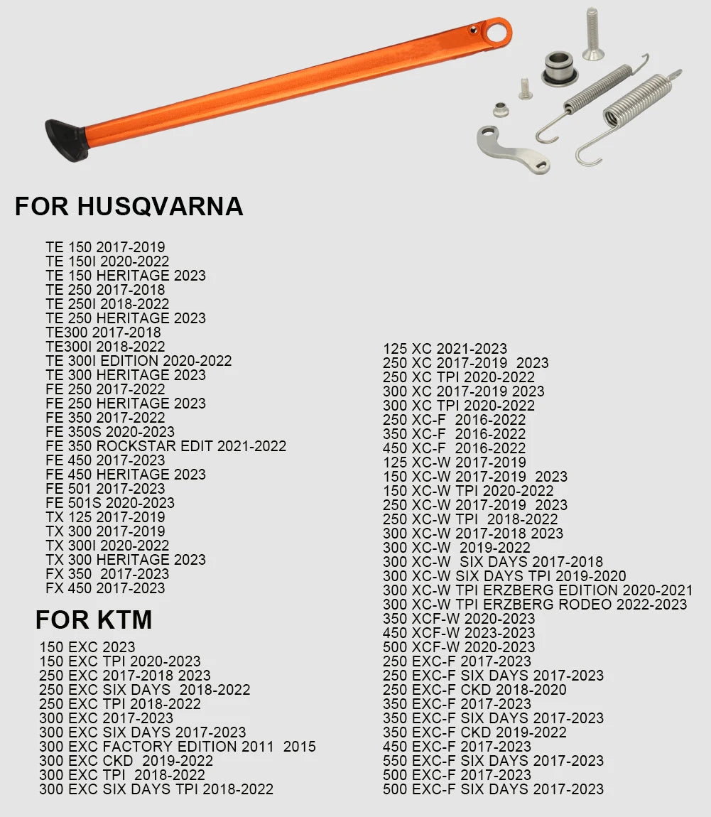 CNC Aluminum Enduro Kickstand with Spring Kit – XC / EXC / XCW | 2 Styles, 4 Colors