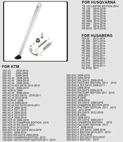 CNC Aluminum Enduro Kickstand with Spring Kit – XC / EXC / XCW | 2 Styles, 4 Colors