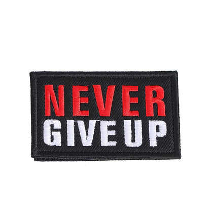 "Never Give Up" Biker Embroidered Hook & Loop Patch – Set of 2