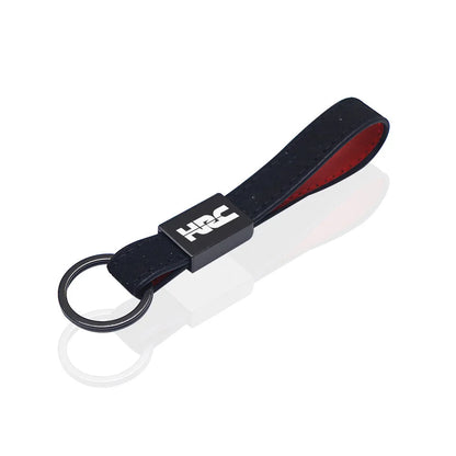 Racing Leather Motorcycle Keychain – Stitched Strap with Metal Clasp