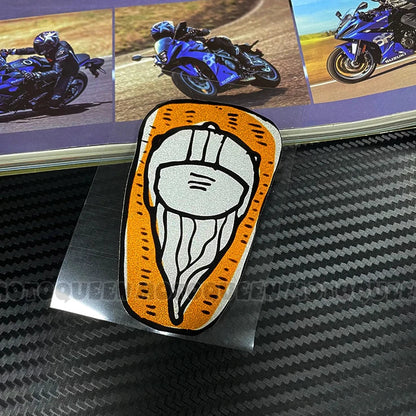 Cafe Racer Vintage Motorcycle Skull Sticker – Reflective PVC Decal for Helmet, Fuel Tank & Fender