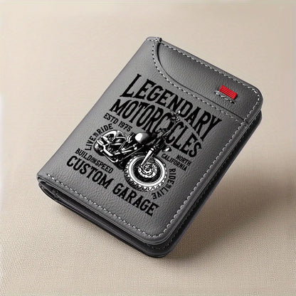 Men's Retro Faux Leather Motorcycle Wallet – Slim Card Holder