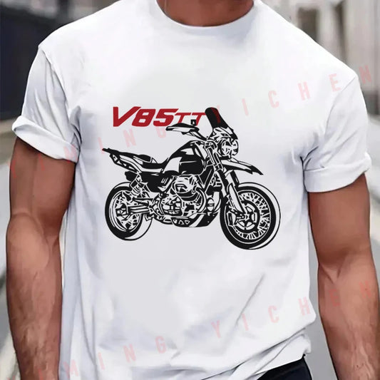 Men's Motorcycle Graphic Cotton T-Shirt – Casual O-Neck Tee for Riders