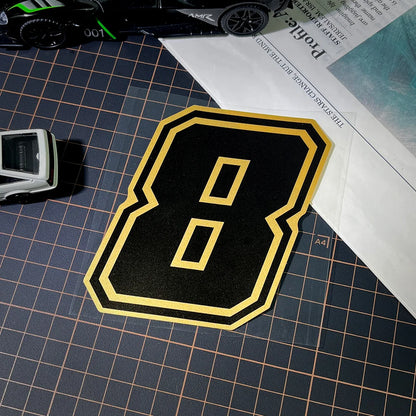 Gold Arabic Numeral Motorcycle Sticker – Vinyl Decal 10cm