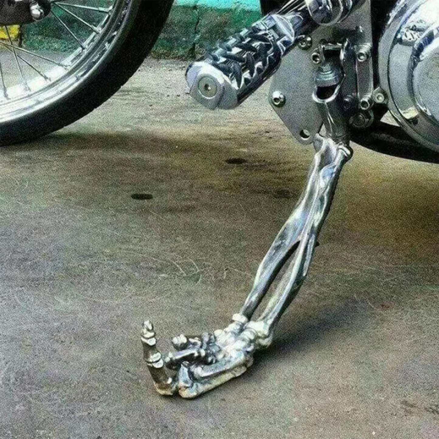 Skeleton Claw Motorcycle Kickstand – Chrome Metal Novelty Side Stand