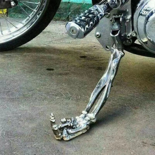 Skeleton Claw Motorcycle Kickstand – Chrome Metal Novelty Side Stand