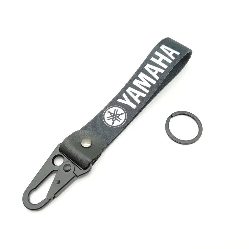 Motorcycle Leather Lanyard Keychain – Metal Carabiner Moto Key Strap