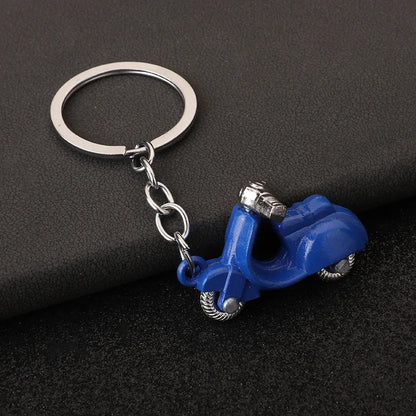 Mini Scooter Keychain – Vintage 3D Metal Moped Key Ring
