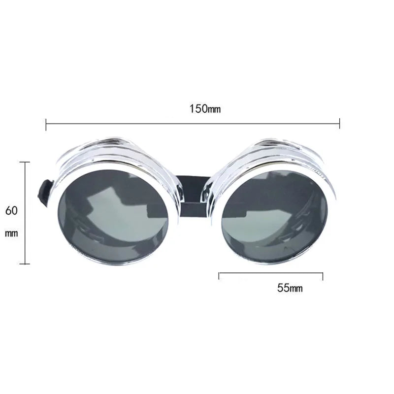 Steampunk Motorcycle Goggles — Heavy Metal Frame | Clear Lens | Gothic Style | 5 Finishes